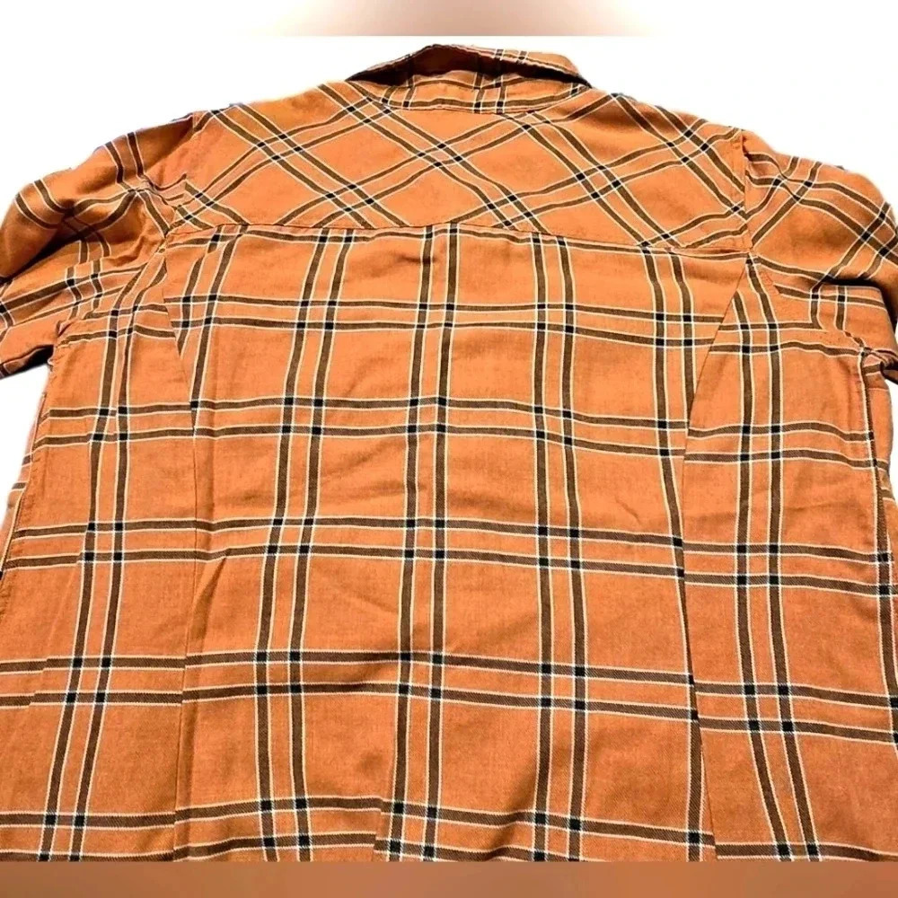 Torrid, Size XL, Dusty Orange Plaid Twill Button-Up Shirt - Picture 3 of 9